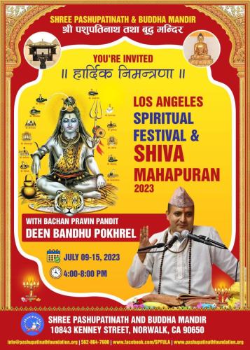 Los Angeles Spiritual Festival and Shiva Mahapuran-2023From July 09-15